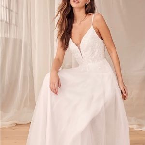 Forever Is Ours White Sequin Embroidered Tulle Maxi Dress